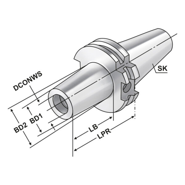 Produktbild Fräsaufnahme Einschraubfräser SK40-M16-24-L5 DC