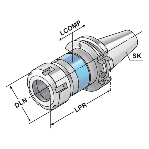 Produktbild Gewindeschneidf. Synchro SK40 - M3-M27 ER32 SK-DC