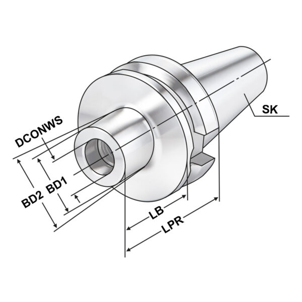 Produktbild Fräsaufnahme für Einschraubfräser BT40-M16-77-L50