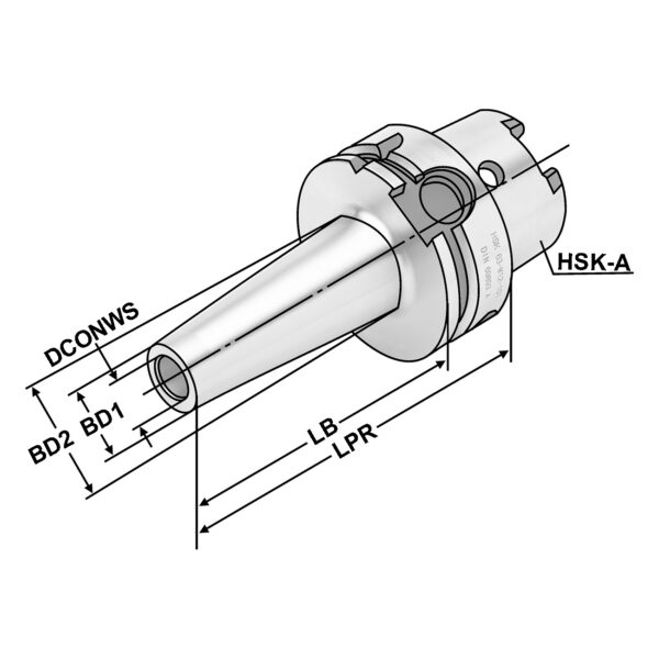 Produktbild Fräsaufnahme für Einschraubfr. HSK 63-M12-101-L75