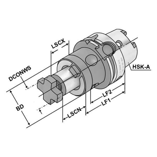 Produktbild Kombi-Aufsteckdorn HSK 63-16-100 DIN 69893-A