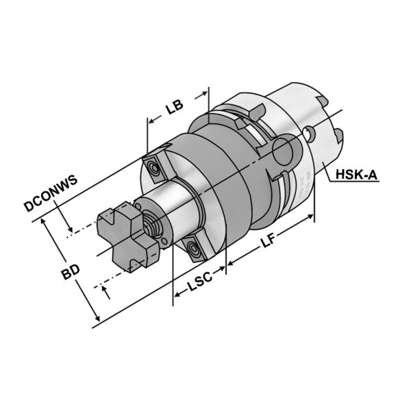 Produktbild Quernut-Aufsteckdorn HSK 100-40-200 DIN 69893-A