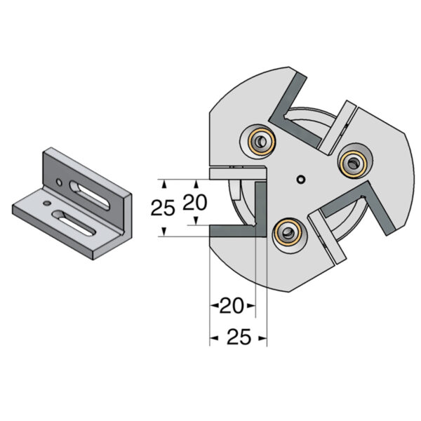 Produktbild Drehhalter 3-fach HSK 63-25-100 mit IK