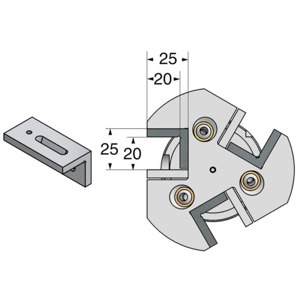 Produktbild Drehhalter 3-fach HSK 63-25-100 mit IK