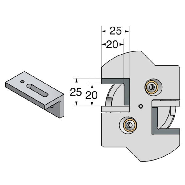 Produktbild Drehhalter 2-fach HSK 63-25-100 mit IK