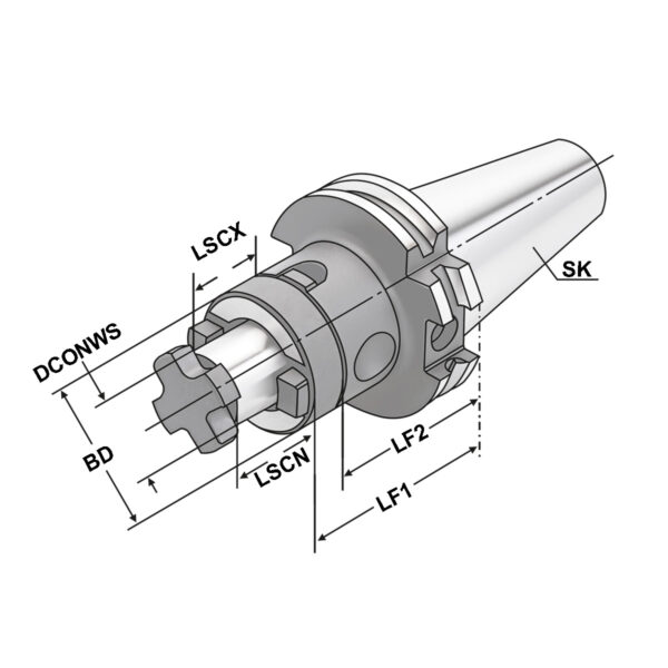 Produktbild Kombi-Aufsteckfräsdorn SK40-16-160 DIN 69871 AD/B