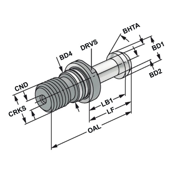 Produktbild Anzugsbolzen Haas BT40 45°  L= 57 mit Bohrg.u.Ring
